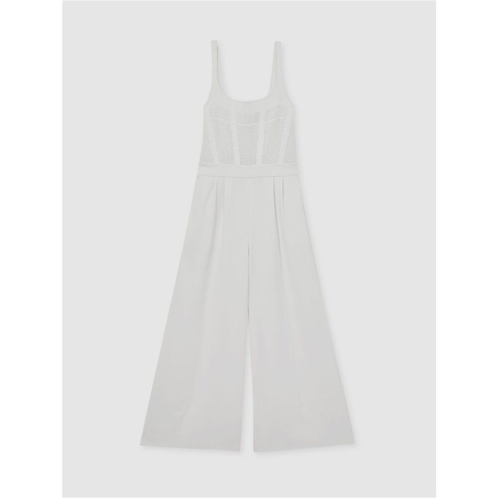 Reiss Carla Perforated-Knit Wide-Leg Jumpsuit in Ivory in size 12 - Picture 4 of 13